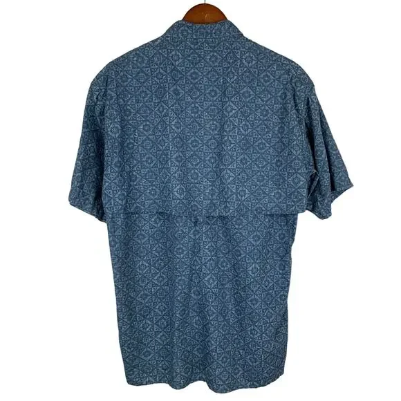 Cabelas Shirt Short Sleeve Button Front Vented Back Blue Fishing Outdoor Men's M - Picture 4 of 6